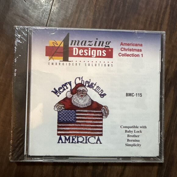 Amazing Designs Embroidery Card Americana Christmas Collection 1 BMC-115 Sealed - Picture 1 of 2
